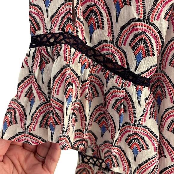 “Fever” Women's Ruffle Sleeve Boho Peasant Top Poet Blouse | Size M - Picture 4 of 9